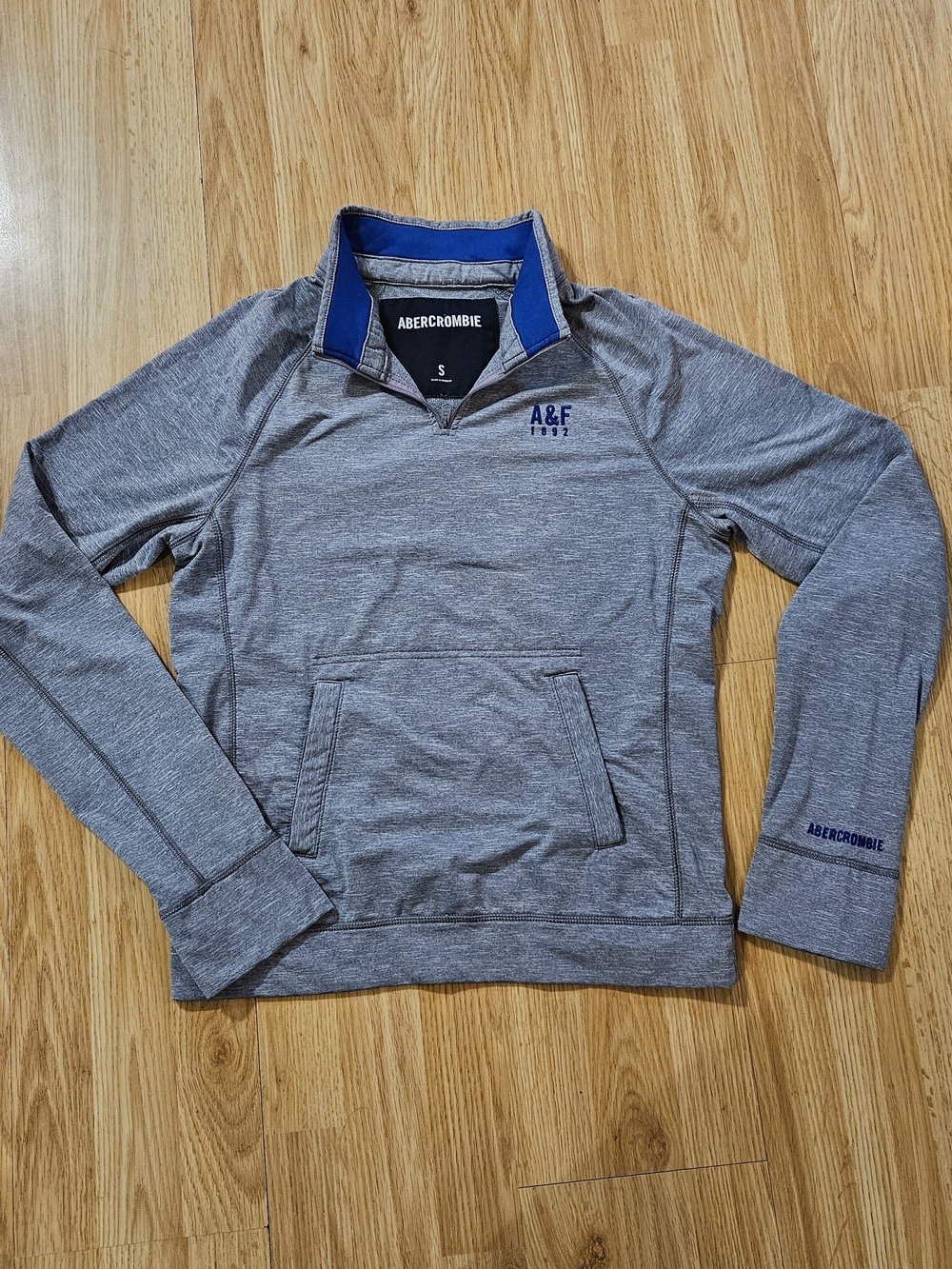 Abercrombie & Fitch Menβs Heather Gray Pullover Quarter-Zip Jacket Size S